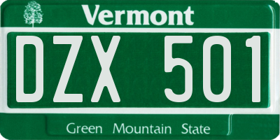 VT license plate DZX501