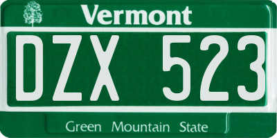 VT license plate DZX523