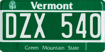 VT license plate DZX540