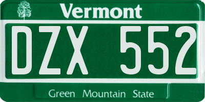 VT license plate DZX552