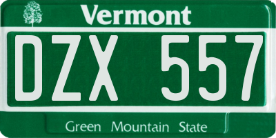 VT license plate DZX557