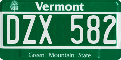 VT license plate DZX582