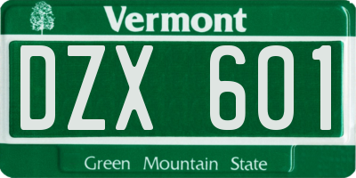 VT license plate DZX601