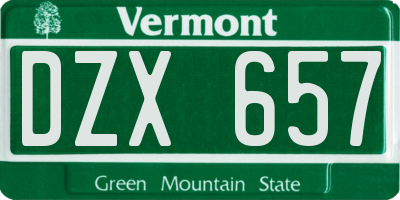 VT license plate DZX657