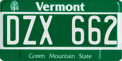 VT license plate DZX662