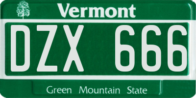 VT license plate DZX666