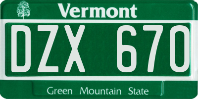 VT license plate DZX670