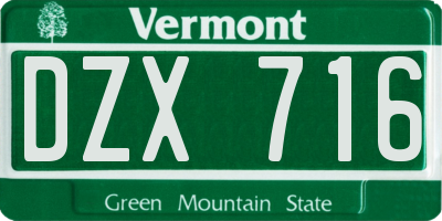 VT license plate DZX716