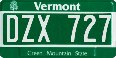 VT license plate DZX727