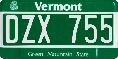 VT license plate DZX755