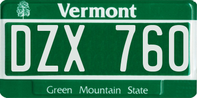 VT license plate DZX760