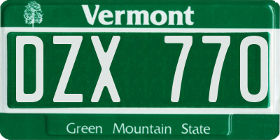 VT license plate DZX770