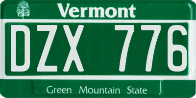 VT license plate DZX776