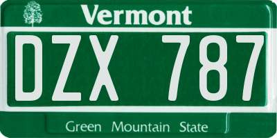 VT license plate DZX787