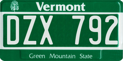 VT license plate DZX792