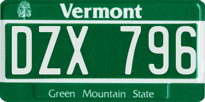 VT license plate DZX796
