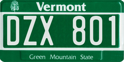 VT license plate DZX801