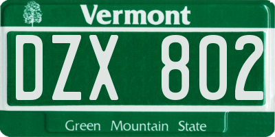 VT license plate DZX802