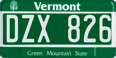 VT license plate DZX826