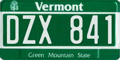 VT license plate DZX841