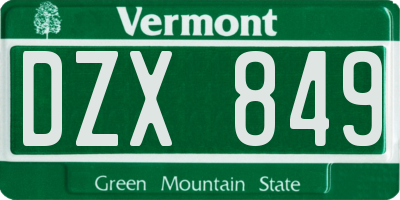 VT license plate DZX849