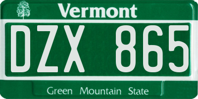 VT license plate DZX865