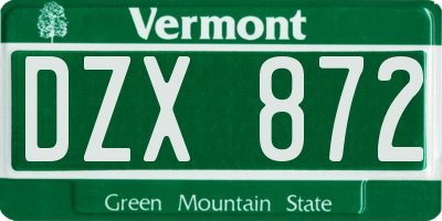 VT license plate DZX872