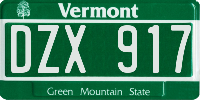 VT license plate DZX917