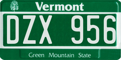 VT license plate DZX956