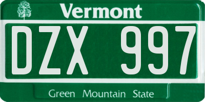 VT license plate DZX997