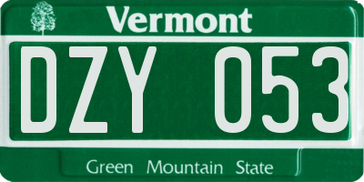 VT license plate DZY053