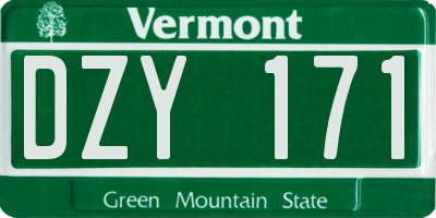 VT license plate DZY171