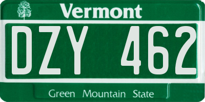 VT license plate DZY462