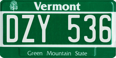 VT license plate DZY536