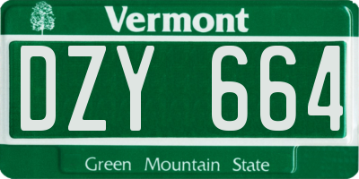 VT license plate DZY664