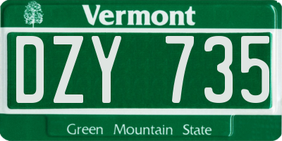 VT license plate DZY735
