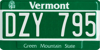 VT license plate DZY795
