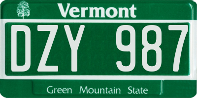 VT license plate DZY987