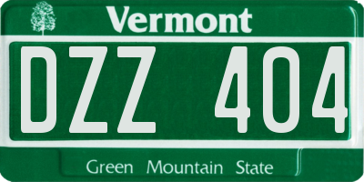 VT license plate DZZ404