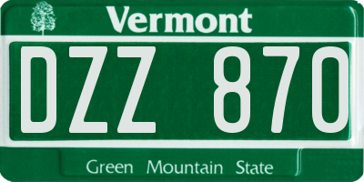 VT license plate DZZ870