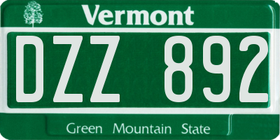 VT license plate DZZ892