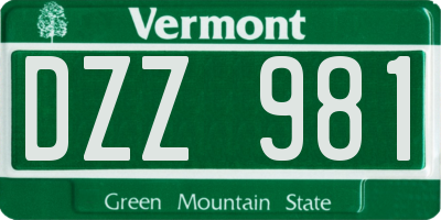 VT license plate DZZ981