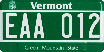 VT license plate EAA012