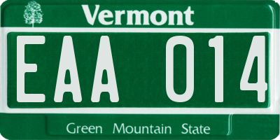 VT license plate EAA014