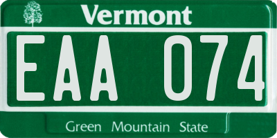 VT license plate EAA074