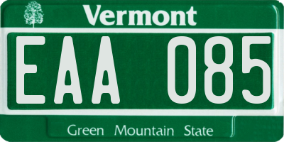 VT license plate EAA085