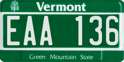 VT license plate EAA136