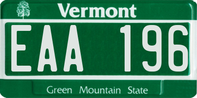 VT license plate EAA196