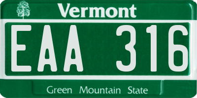 VT license plate EAA316