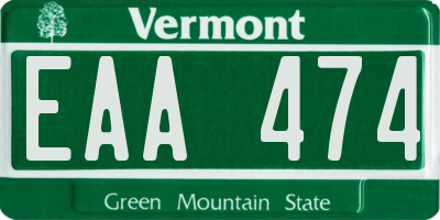 VT license plate EAA474